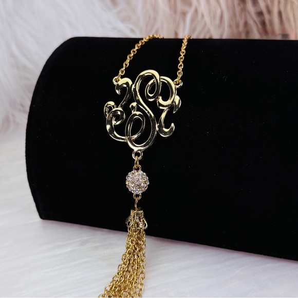 Vintage aged goldtone large fringe dangle pendant necklace - Picture 9 of 10